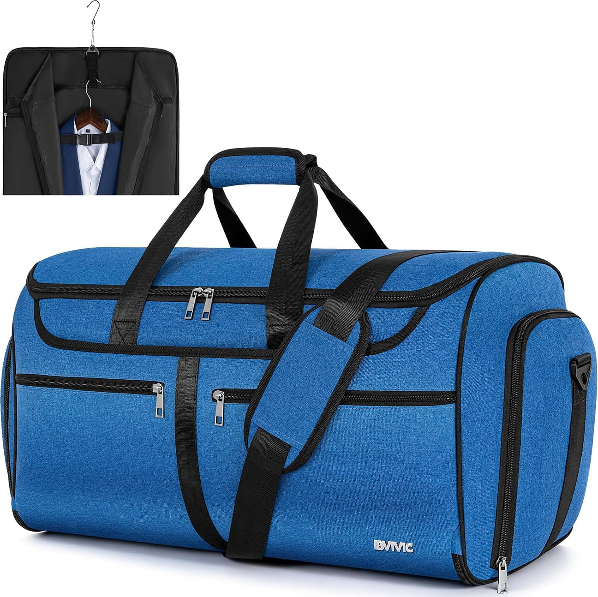 IBVIVIC Convertible Garment Bags for Travel, 2-in-1 Carry On Garment Duffle Bag With Shoe Compartment for Women Men, 50L Hanging Suitcase Suit Travel Bags with Shoulder Strap, Blue