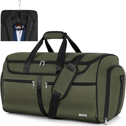 IBVIVIC Convertible Garment Bags for Travel, 2-in-1 Carry On Garment Duffle Bag With Shoe Compartment for Women Men, 50L Hanging Suitcase Suit Travel Bags with Shoulder Strap, Blue