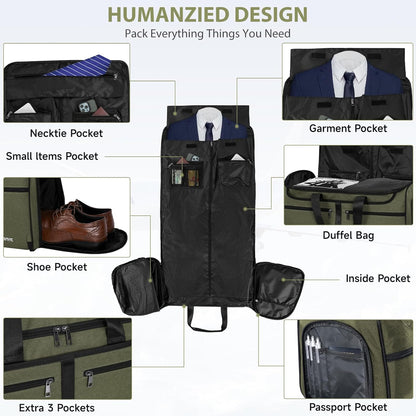 IBVIVIC Convertible Garment Bags for Travel, 2-in-1 Carry On Garment Duffle Bag With Shoe Compartment for Women Men, 50L Hanging Suitcase Suit Travel Bags with Shoulder Strap, Blue