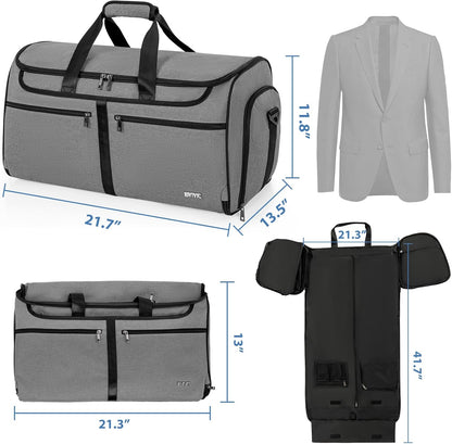 IBVIVIC Convertible Garment Bags for Travel, 2-in-1 Carry On Garment Duffle Bag With Shoe Compartment for Women Men, 50L Hanging Suitcase Suit Travel Bags with Shoulder Strap, Blue