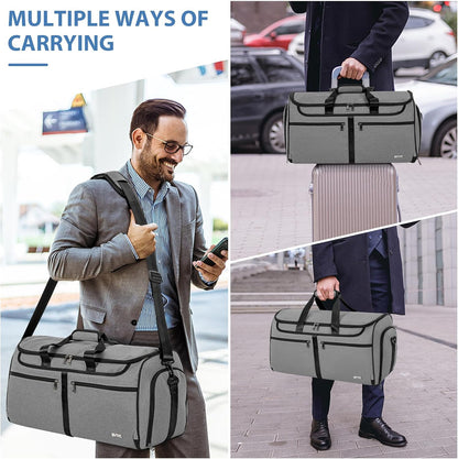 IBVIVIC Convertible Garment Bags for Travel, 2-in-1 Carry On Garment Duffle Bag With Shoe Compartment for Women Men, 50L Hanging Suitcase Suit Travel Bags with Shoulder Strap, Blue