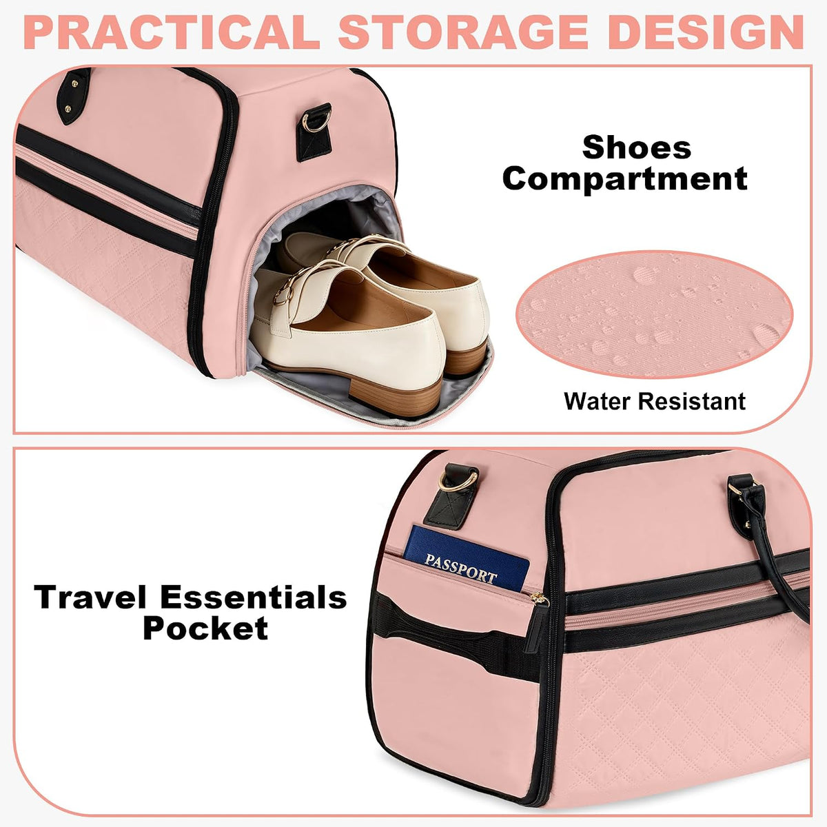 IBVIVIC Convertible Garment Bags for Travel, 2-in-1 Carry On Garment Duffle Bag With Shoe Compartment for Women Men, 50L Hanging Suitcase Suit Travel Bags with Shoulder Strap, Blue