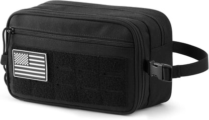 Toiletry Bag for Men Molle Water-Resistant Toiletry Travel Bags Hygiene Bag Dopp Kit with Waterproof Pocket, Black