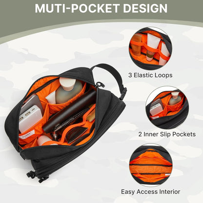 Toiletry Bag for Men Molle Water-Resistant Toiletry Travel Bags Hygiene Bag Dopp Kit with Waterproof Pocket, Black