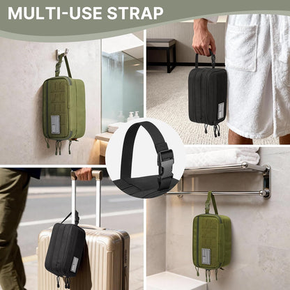 Toiletry Bag for Men Molle Water-Resistant Toiletry Travel Bags Hygiene Bag Dopp Kit with Waterproof Pocket, Black