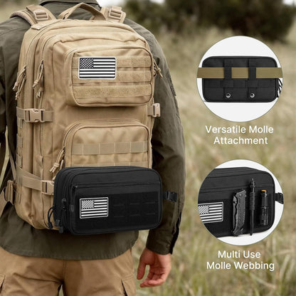 Toiletry Bag for Men Molle Water-Resistant Toiletry Travel Bags Hygiene Bag Dopp Kit with Waterproof Pocket, Black