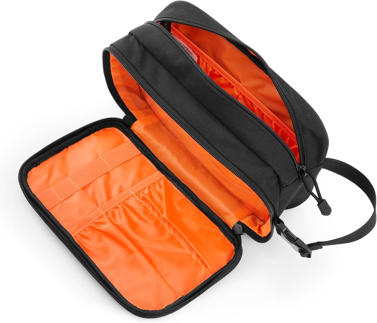 Toiletry Bag for Men Molle Water-Resistant Toiletry Travel Bags Hygiene Bag Dopp Kit with Waterproof Pocket, Black