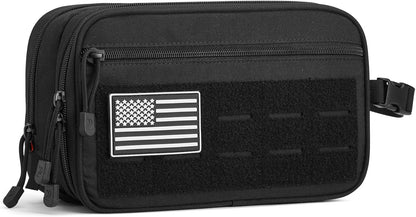 Toiletry Bag for Men Molle Water-Resistant Toiletry Travel Bags Hygiene Bag Dopp Kit with Waterproof Pocket, Black