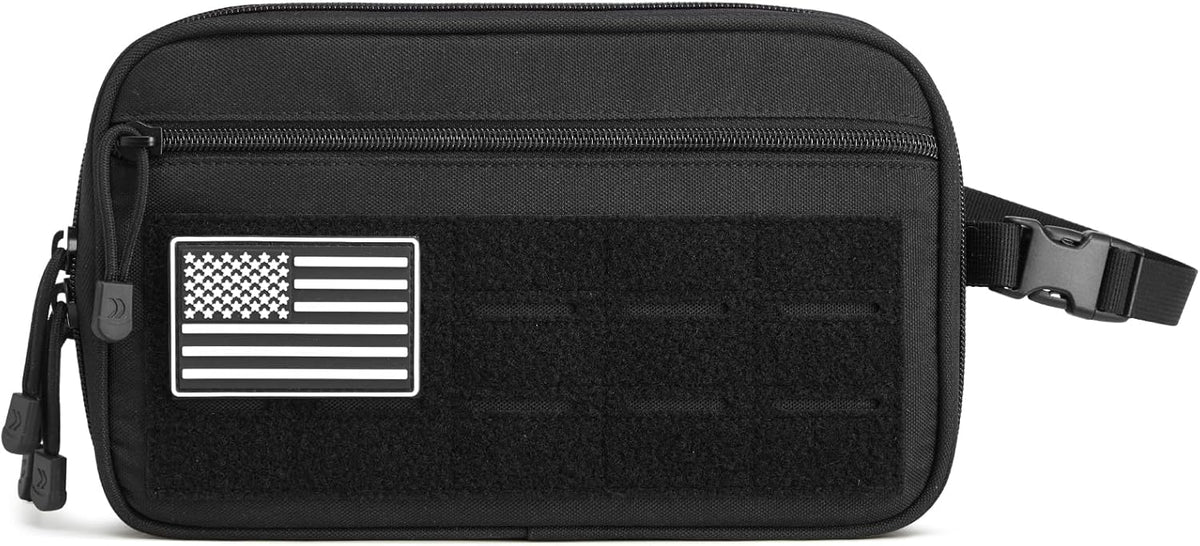 Toiletry Bag for Men Molle Water-Resistant Toiletry Travel Bags Hygiene Bag Dopp Kit with Waterproof Pocket, Black