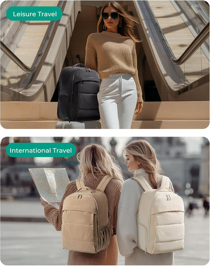 30L Travel Backpack for Women, Carry on Backpack for Airplanes, Gym Backpack with Shoe Compartment, Lightweight Travel Bag Fits 15.6 Inch, Water-Resistant, Chocolate