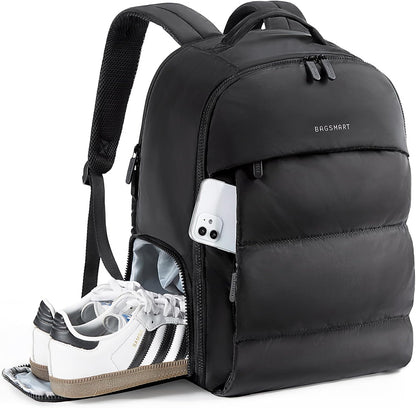 30L Travel Backpack for Women, Carry on Backpack for Airplanes, Gym Backpack with Shoe Compartment, Lightweight Travel Bag Fits 15.6 Inch, Water-Resistant, Chocolate