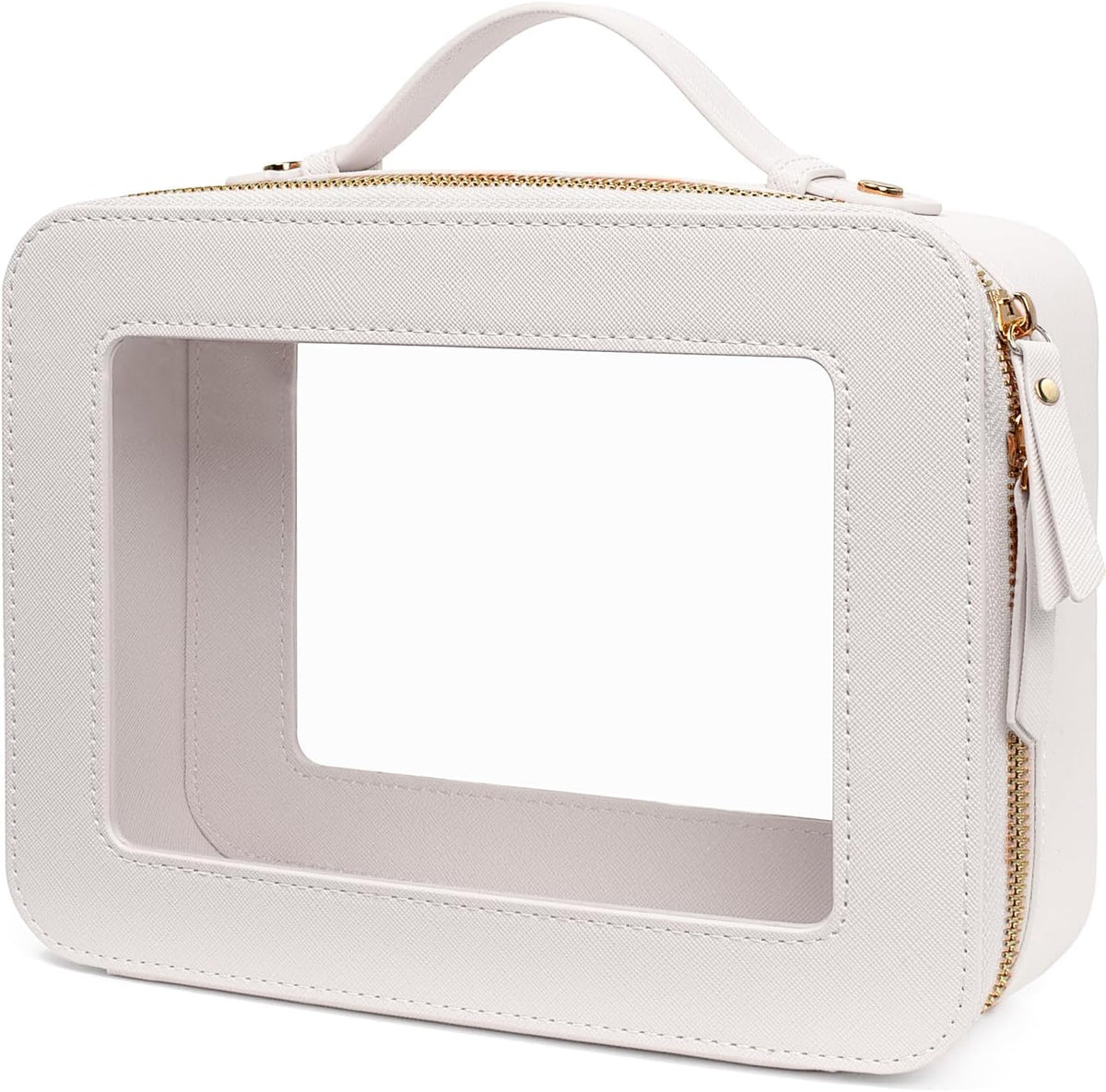 Clear Makeup Bags, TSA Approved Toiletry Bag with Zipper, Clear Makeup Organizer Large Fit Carry-on Travel Essentials,Clear Cosmetic Bags for Women Men (Large-White) (YunGoGo)