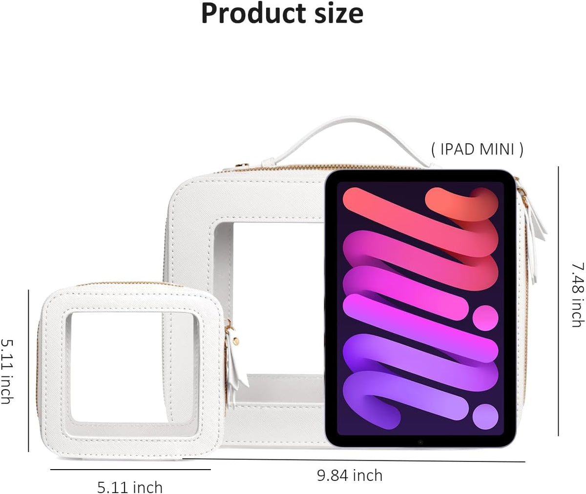 Clear Makeup Bags, TSA Approved Toiletry Bag with Zipper, Clear Makeup Organizer Large Fit Carry-on Travel Essentials,Clear Cosmetic Bags for Women Men (Large-White) (YunGoGo)