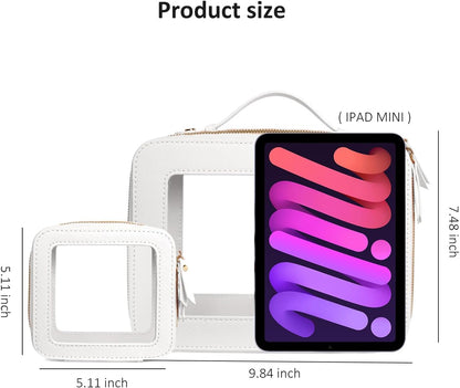 Clear Makeup Bags, TSA Approved Toiletry Bag with Zipper, Clear Makeup Organizer Large Fit Carry-on Travel Essentials,Clear Cosmetic Bags for Women Men (Large-White) (YunGoGo)