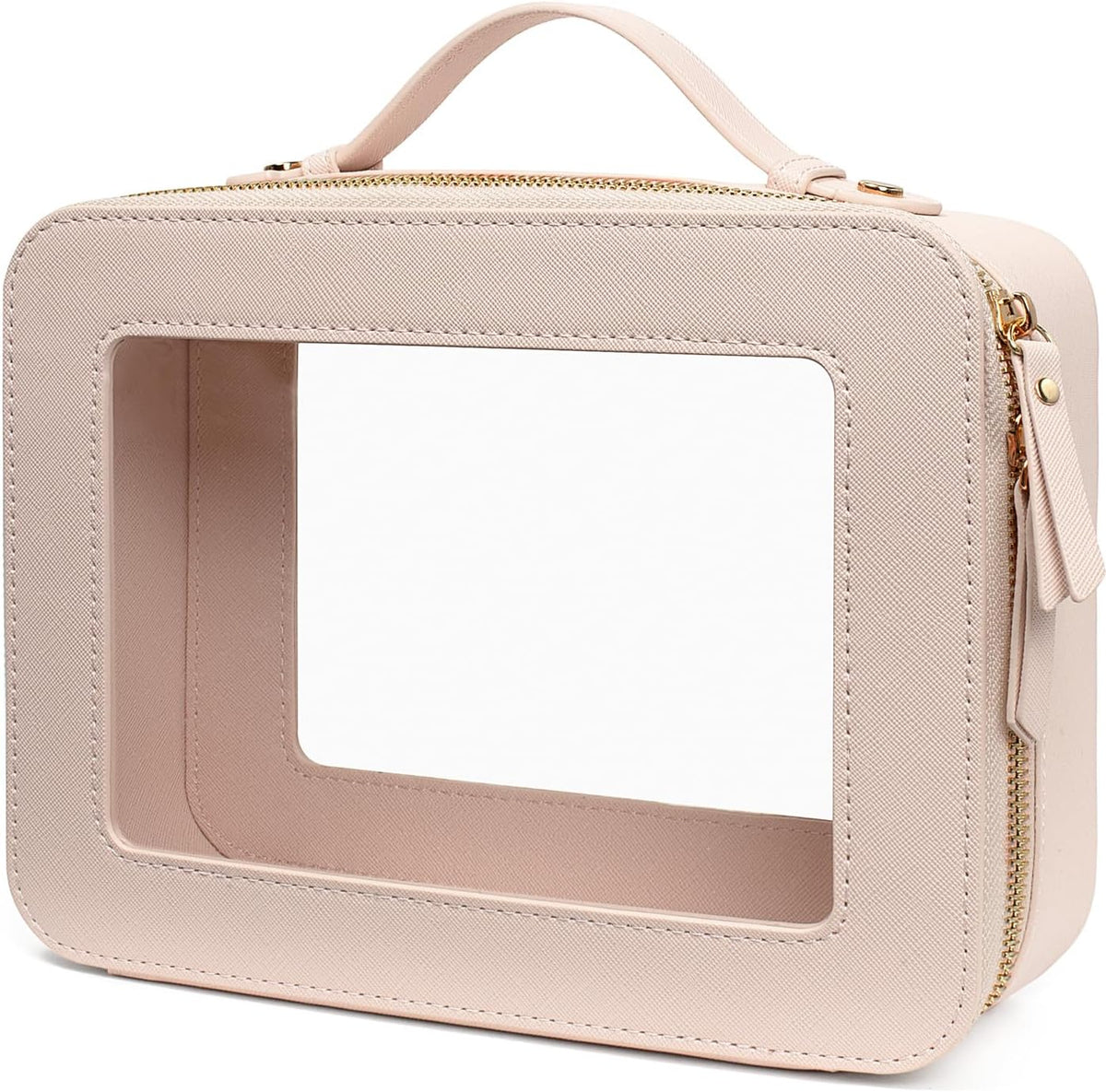 Clear Makeup Bags, TSA Approved Toiletry Bag with Zipper, Clear Makeup Organizer Large Fit Carry-on Travel Essentials,Clear Cosmetic Bags for Women Men (Large-White) (YunGoGo)