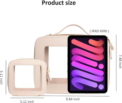 Clear Makeup Bags, TSA Approved Toiletry Bag with Zipper, Clear Makeup Organizer Large Fit Carry-on Travel Essentials,Clear Cosmetic Bags for Women Men (Large-White) (YunGoGo)