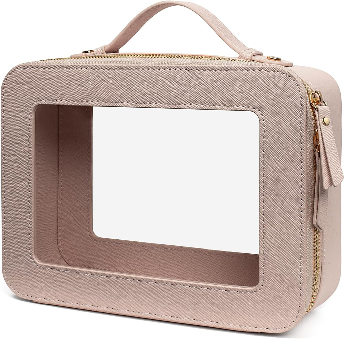 Clear Makeup Bags, TSA Approved Toiletry Bag with Zipper, Clear Makeup Organizer Large Fit Carry-on Travel Essentials,Clear Cosmetic Bags for Women Men (Large-White) (YunGoGo)