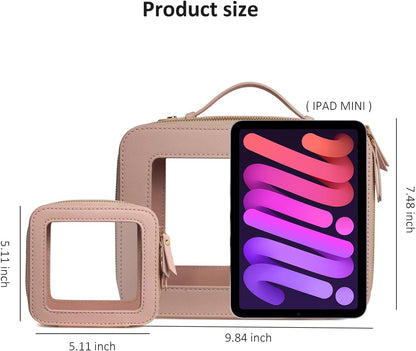 Clear Makeup Bags, TSA Approved Toiletry Bag with Zipper, Clear Makeup Organizer Large Fit Carry-on Travel Essentials,Clear Cosmetic Bags for Women Men (Large-White) (YunGoGo)