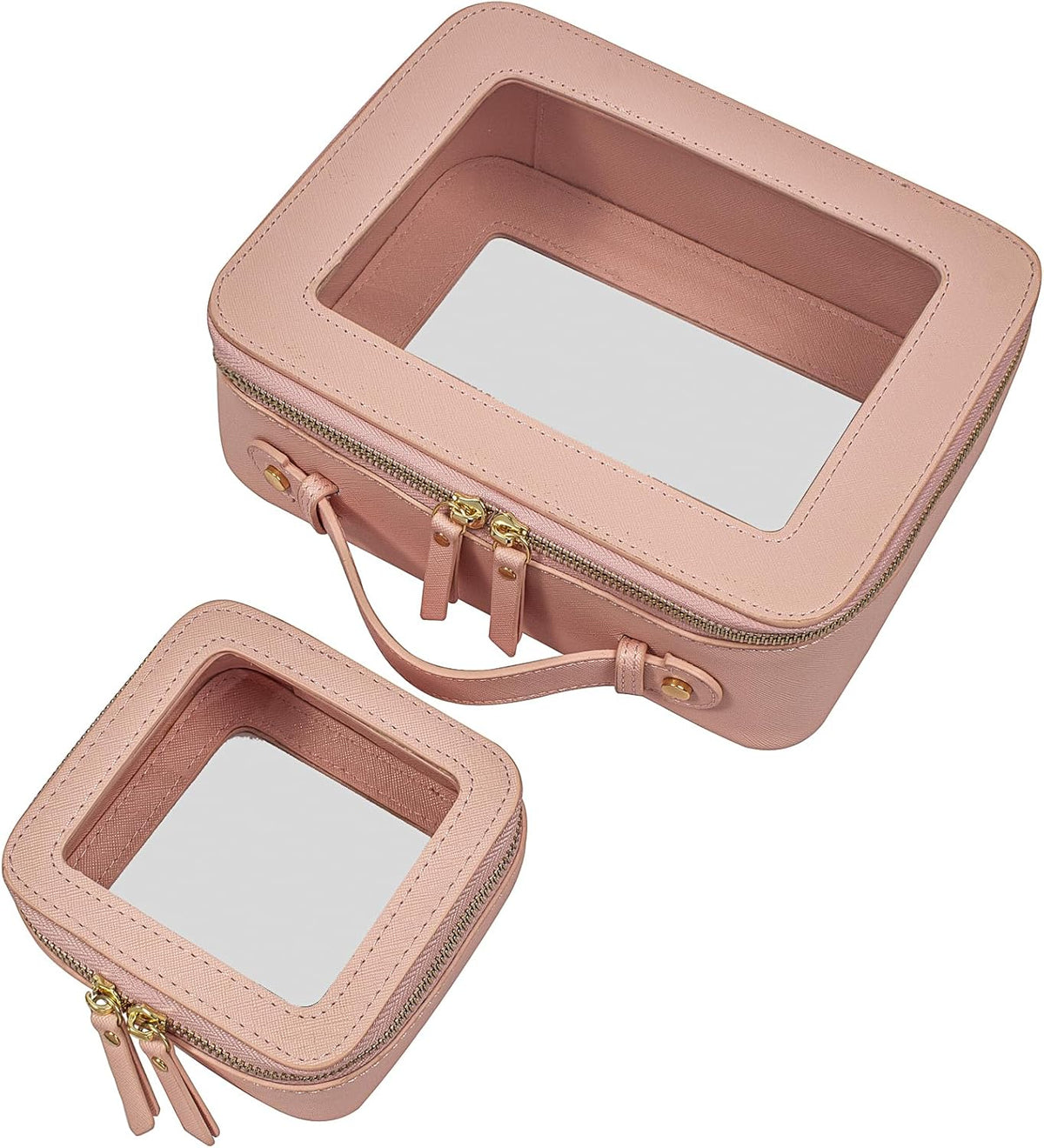 Clear Makeup Bags, TSA Approved Toiletry Bag with Zipper, Clear Makeup Organizer Large Fit Carry-on Travel Essentials,Clear Cosmetic Bags for Women Men (Large-White) (YunGoGo)