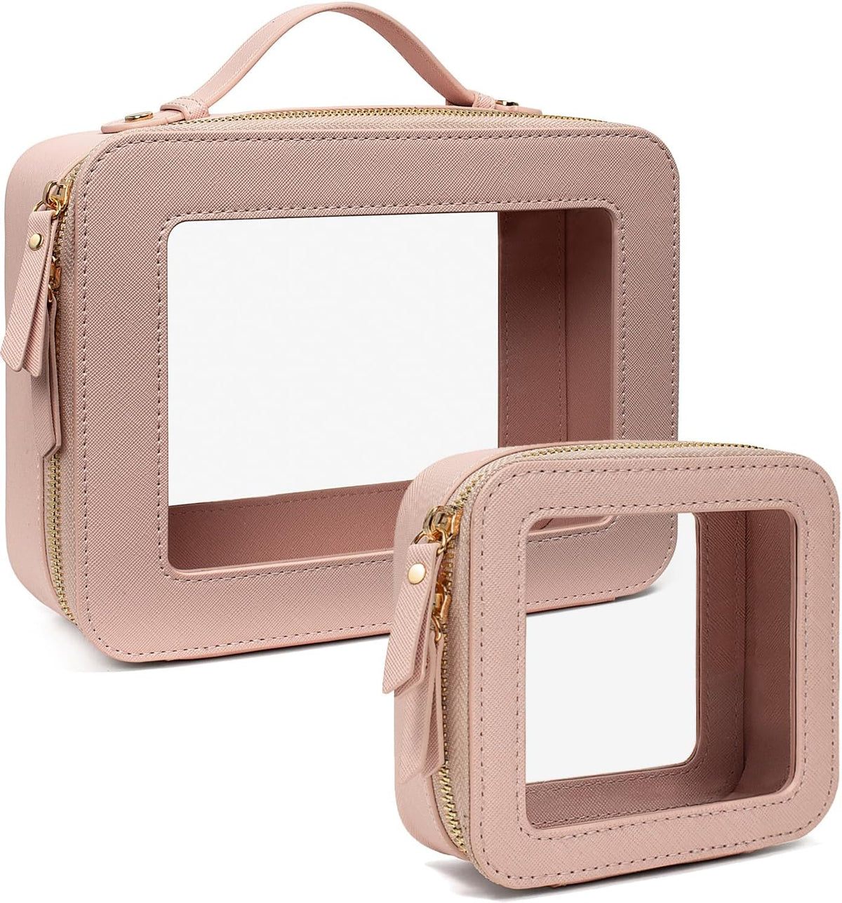 Clear Makeup Bags, TSA Approved Toiletry Bag with Zipper, Clear Makeup Organizer Large Fit Carry-on Travel Essentials,Clear Cosmetic Bags for Women Men (Large-White) (YunGoGo)