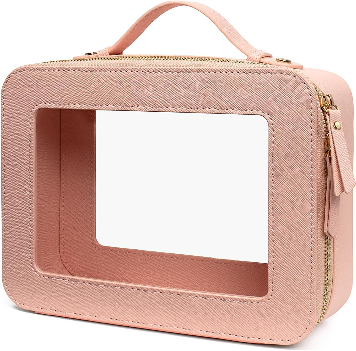 Clear Makeup Bags, TSA Approved Toiletry Bag with Zipper, Clear Makeup Organizer Large Fit Carry-on Travel Essentials,Clear Cosmetic Bags for Women Men (Large-White) (YunGoGo)