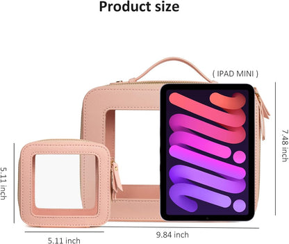 Clear Makeup Bags, TSA Approved Toiletry Bag with Zipper, Clear Makeup Organizer Large Fit Carry-on Travel Essentials,Clear Cosmetic Bags for Women Men (Large-White) (YunGoGo)
