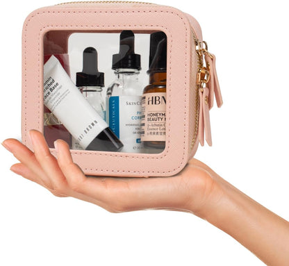 Clear Makeup Bags, TSA Approved Toiletry Bag with Zipper, Clear Makeup Organizer Large Fit Carry-on Travel Essentials,Clear Cosmetic Bags for Women Men (Large-White) (YunGoGo)