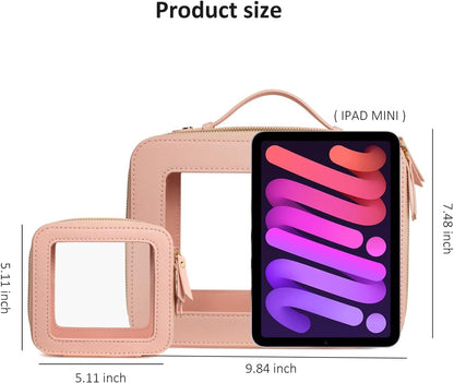 Clear Makeup Bags, TSA Approved Toiletry Bag with Zipper, Clear Makeup Organizer Large Fit Carry-on Travel Essentials,Clear Cosmetic Bags for Women Men (Large-White) (YunGoGo)