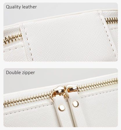 Clear Makeup Bags, TSA Approved Toiletry Bag with Zipper, Clear Makeup Organizer Large Fit Carry-on Travel Essentials,Clear Cosmetic Bags for Women Men (Large-White) (YunGoGo)