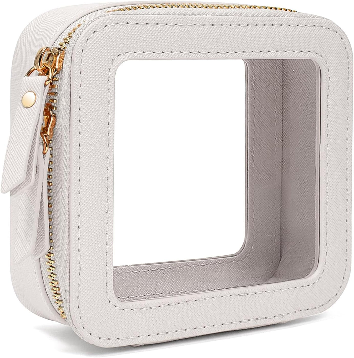 Clear Makeup Bags, TSA Approved Toiletry Bag with Zipper, Clear Makeup Organizer Large Fit Carry-on Travel Essentials,Clear Cosmetic Bags for Women Men (Large-White) (YunGoGo)