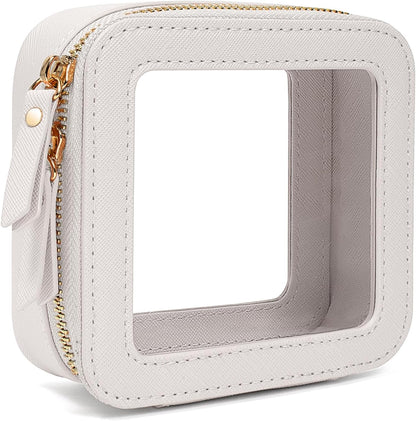 Clear Makeup Bags, TSA Approved Toiletry Bag with Zipper, Clear Makeup Organizer Large Fit Carry-on Travel Essentials,Clear Cosmetic Bags for Women Men (Large-White) (YunGoGo)