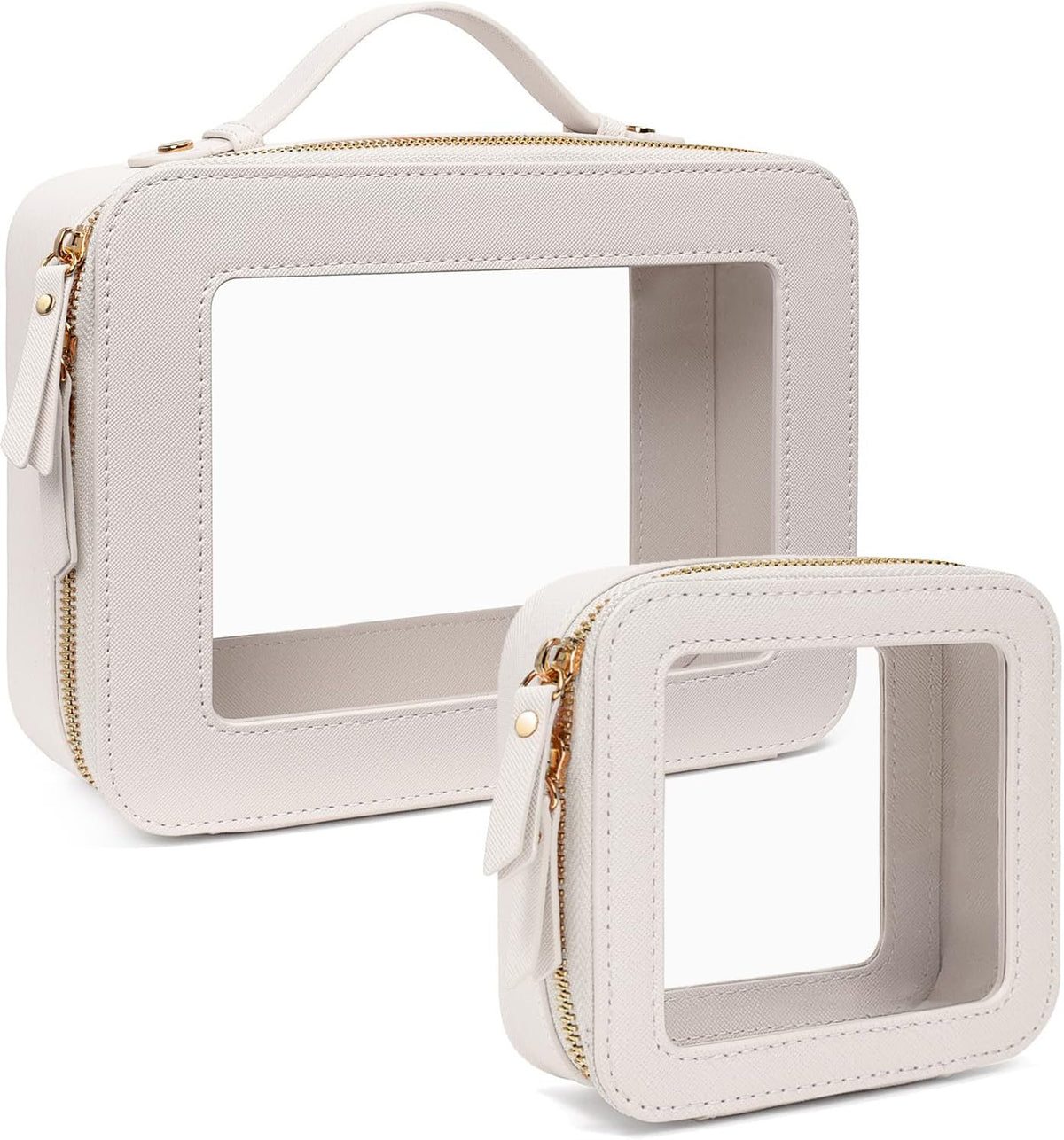 Clear Makeup Bags, TSA Approved Toiletry Bag with Zipper, Clear Makeup Organizer Large Fit Carry-on Travel Essentials,Clear Cosmetic Bags for Women Men (Large-White) (YunGoGo)