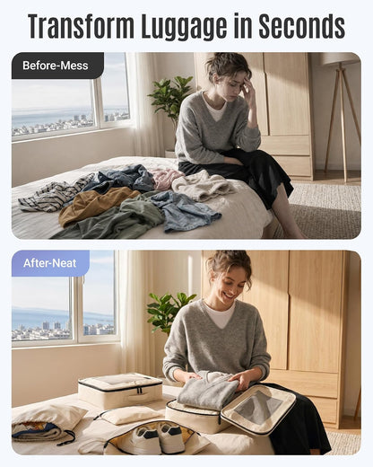 8 Set Packing Cubes for Travel, Durable Travel Essentials for Cruish Ship, Suitcase Organizer Packing Bags (8-Pack 1L+2M+1S+1Shoe Bag+2Toiletry Bags+1Laundry Bag)