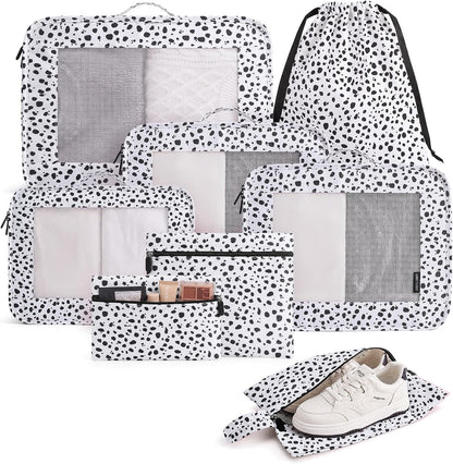 8 Set Packing Cubes for Travel, Durable Travel Essentials for Cruish Ship, Suitcase Organizer Packing Bags (8-Pack 1L+2M+1S+1Shoe Bag+2Toiletry Bags+1Laundry Bag)