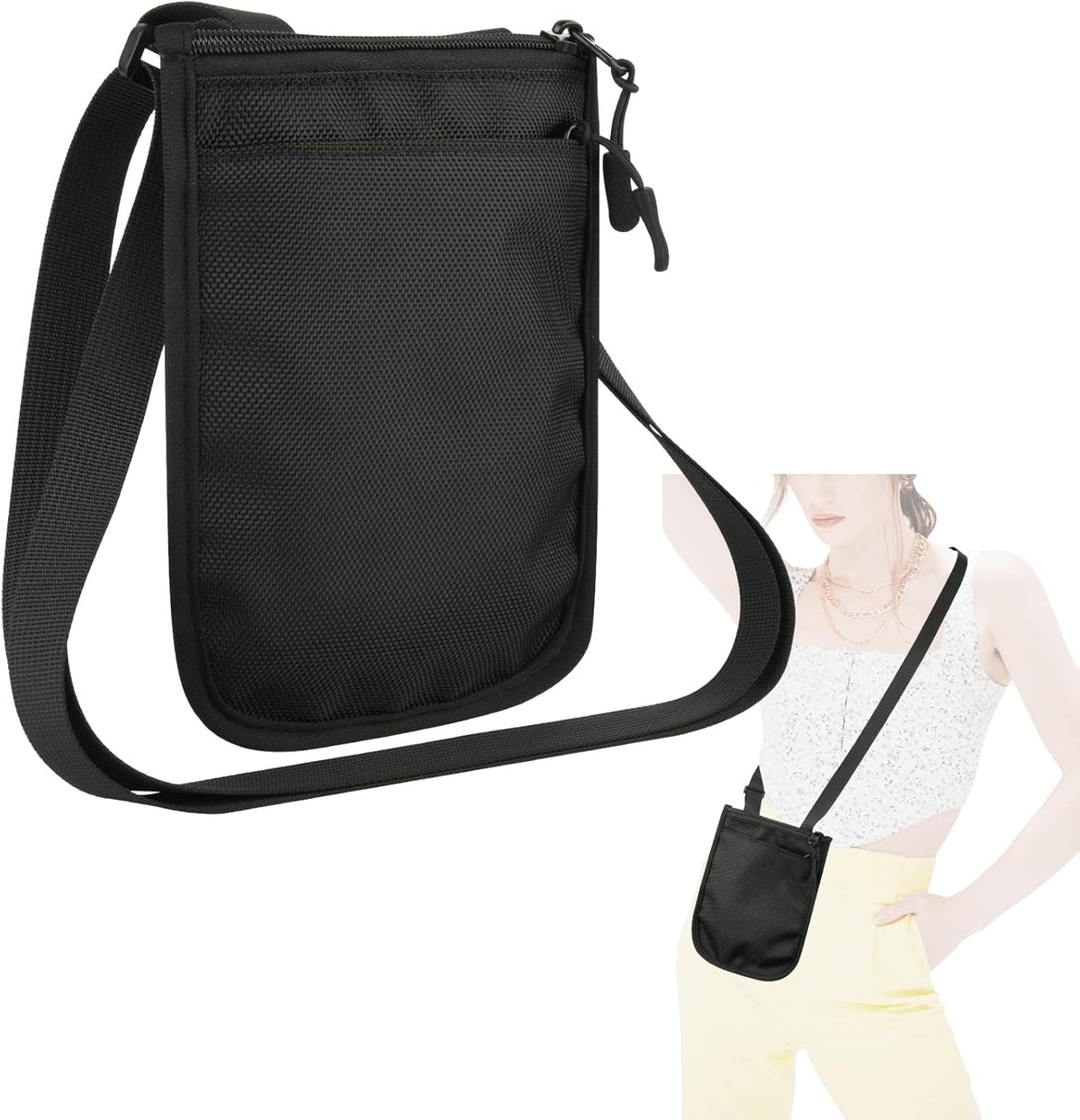Foldable Travel Cell Phone Purse Crossbody Bag Passport Holder Sling Bag Neck Wallet Pouch Mini Messenger Bag for Holding Travel Essentials Phone Passport Keys Cards Cash in Traveling & Trip