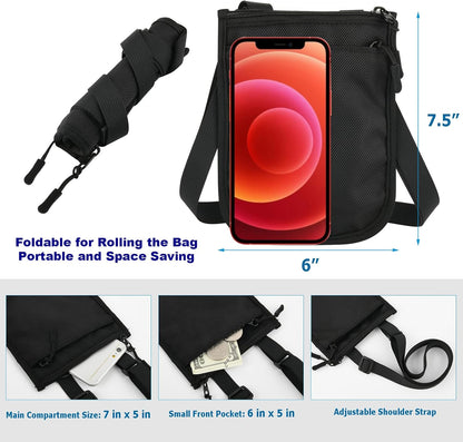 Foldable Travel Cell Phone Purse Crossbody Bag Passport Holder Sling Bag Neck Wallet Pouch Mini Messenger Bag for Holding Travel Essentials Phone Passport Keys Cards Cash in Traveling & Trip