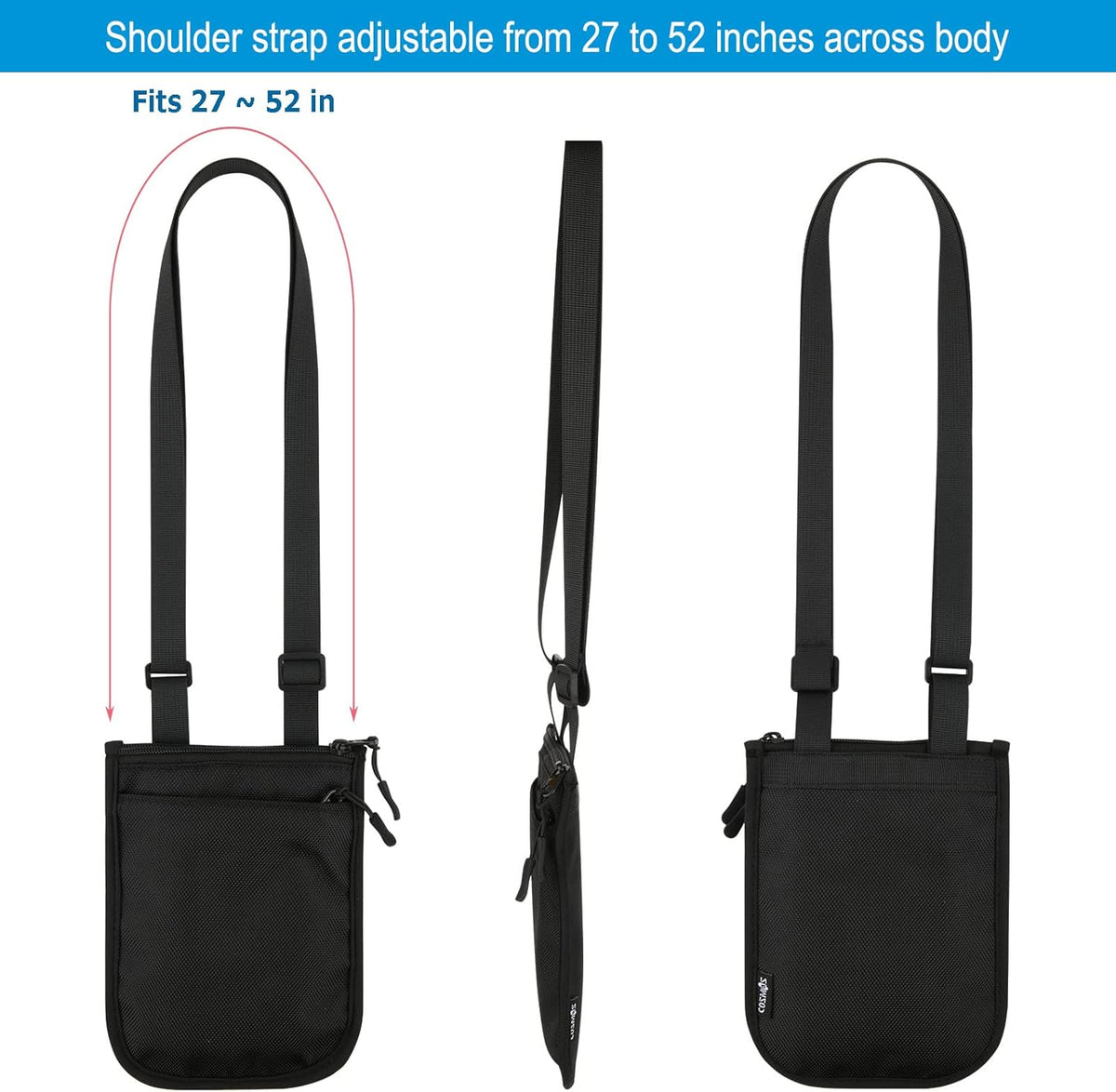 Foldable Travel Cell Phone Purse Crossbody Bag Passport Holder Sling Bag Neck Wallet Pouch Mini Messenger Bag for Holding Travel Essentials Phone Passport Keys Cards Cash in Traveling & Trip