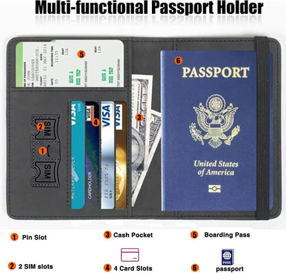 Passport Cover,Multi-Functional Travel Wallet,Stylish & Durable RFID Blocking Passport Holder, Travel Essentials for Men and Women,Weeds