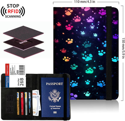 Passport Cover,Multi-Functional Travel Wallet,Stylish & Durable RFID Blocking Passport Holder, Travel Essentials for Men and Women,Weeds