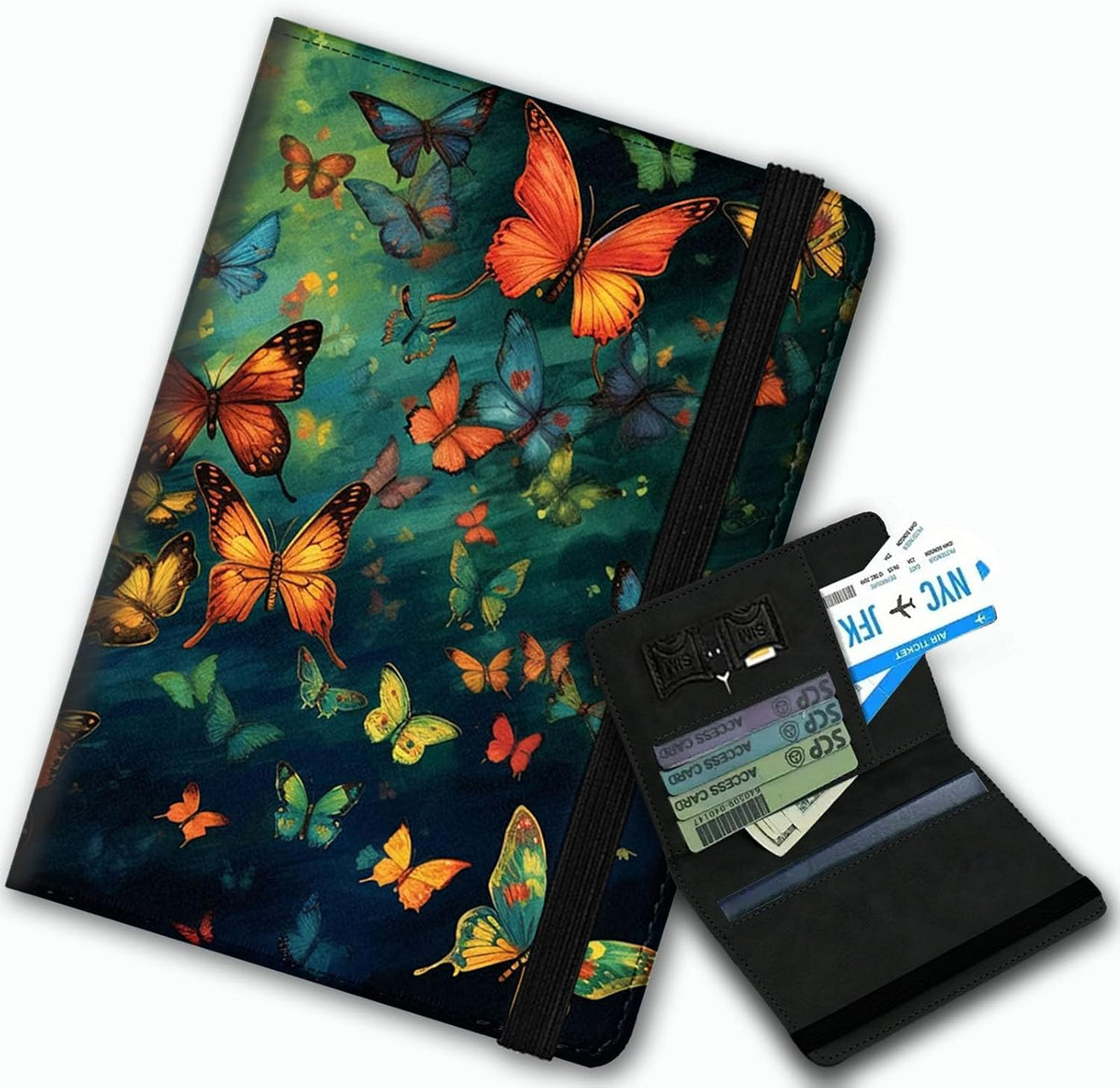 Passport Cover,Multi-Functional Travel Wallet,Stylish & Durable RFID Blocking Passport Holder, Travel Essentials for Men and Women,Weeds