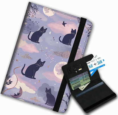 Passport Cover,Multi-Functional Travel Wallet,Stylish & Durable RFID Blocking Passport Holder, Travel Essentials for Men and Women,Weeds