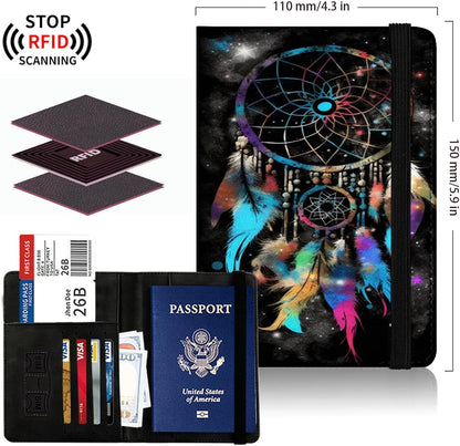 Passport Cover,Multi-Functional Travel Wallet,Stylish & Durable RFID Blocking Passport Holder, Travel Essentials for Men and Women,Weeds