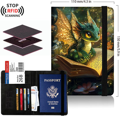 Passport Cover,Multi-Functional Travel Wallet,Stylish & Durable RFID Blocking Passport Holder, Travel Essentials for Men and Women,Weeds