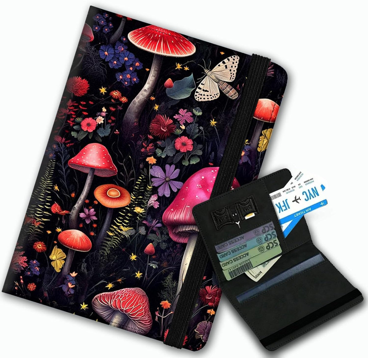 Passport Cover,Multi-Functional Travel Wallet,Stylish & Durable RFID Blocking Passport Holder, Travel Essentials for Men and Women,Weeds