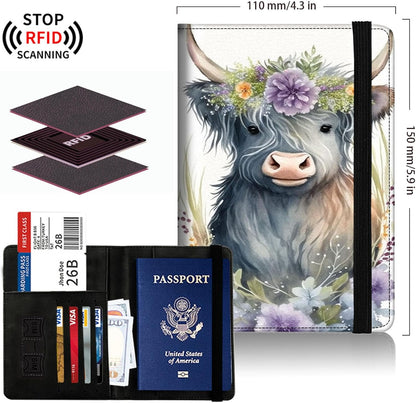 Passport Cover,Multi-Functional Travel Wallet,Stylish & Durable RFID Blocking Passport Holder, Travel Essentials for Men and Women,Weeds