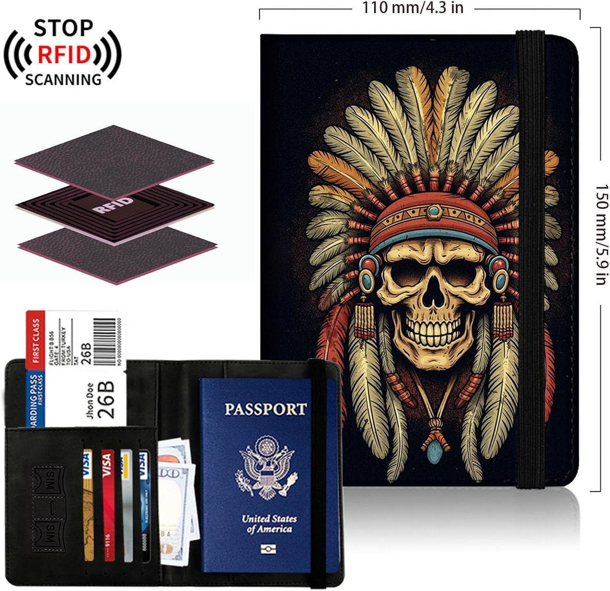 Passport Cover,Multi-Functional Travel Wallet,Stylish & Durable RFID Blocking Passport Holder, Travel Essentials for Men and Women,Weeds