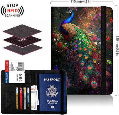 Passport Cover,Multi-Functional Travel Wallet,Stylish & Durable RFID Blocking Passport Holder, Travel Essentials for Men and Women,Weeds