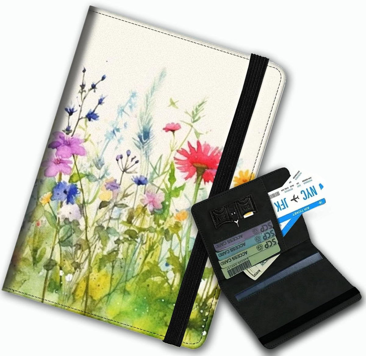 Passport Cover,Multi-Functional Travel Wallet,Stylish & Durable RFID Blocking Passport Holder, Travel Essentials for Men and Women,Weeds