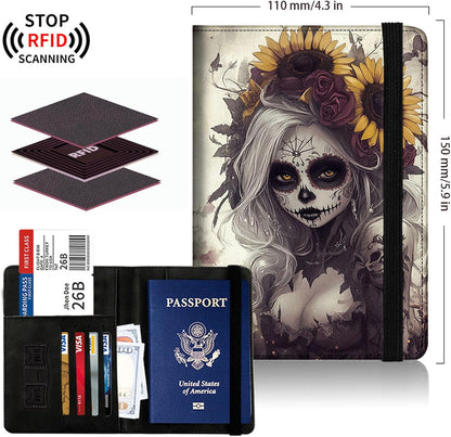 Passport Cover,Multi-Functional Travel Wallet,Stylish & Durable RFID Blocking Passport Holder, Travel Essentials for Men and Women,Weeds