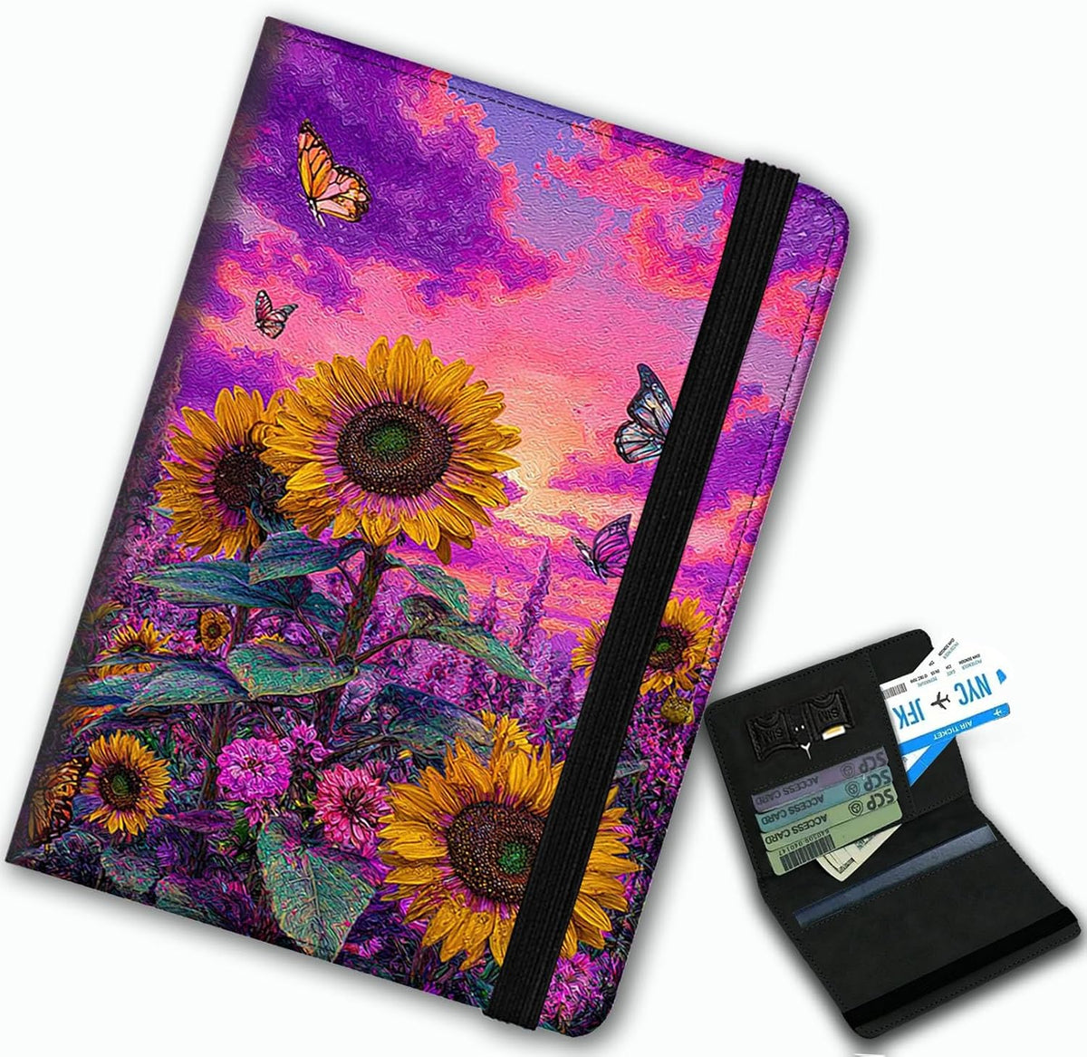 Passport Cover,Multi-Functional Travel Wallet,Stylish & Durable RFID Blocking Passport Holder, Travel Essentials for Men and Women,Weeds